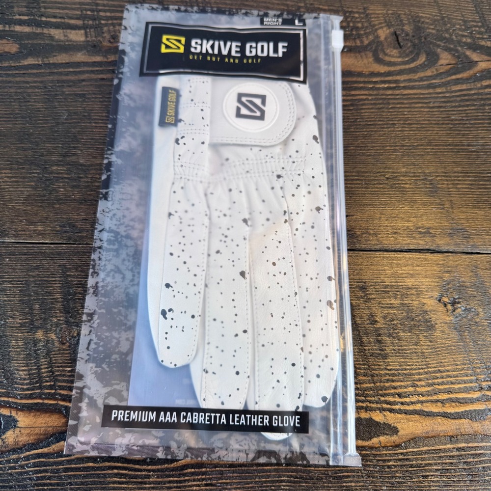 Skive Golf Glove Men Large Right Hand White Premium AAA Cabretta Leather